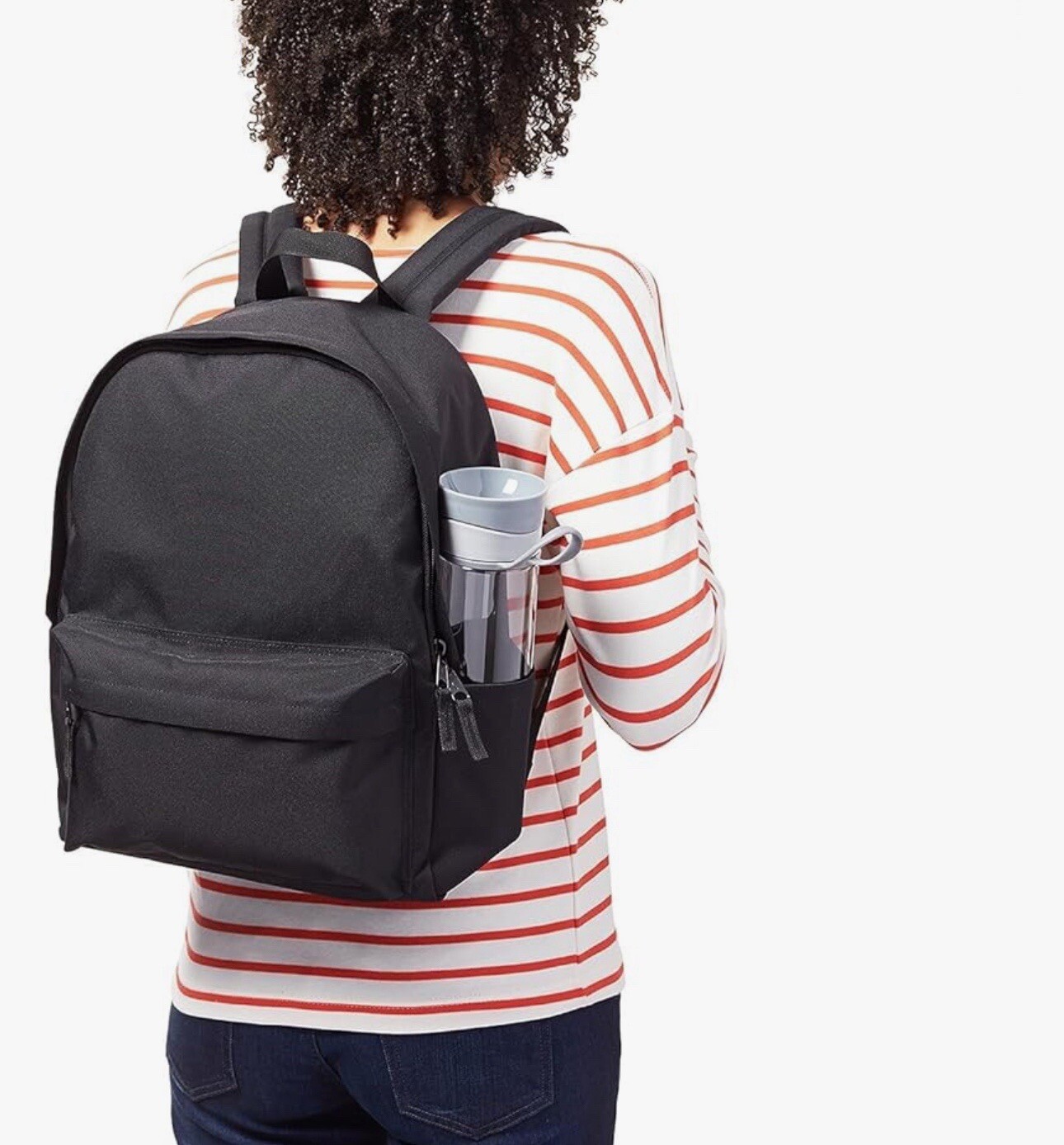 Amazon Basics Classic School Lightweight Double-Zipper Closure Backpack Black