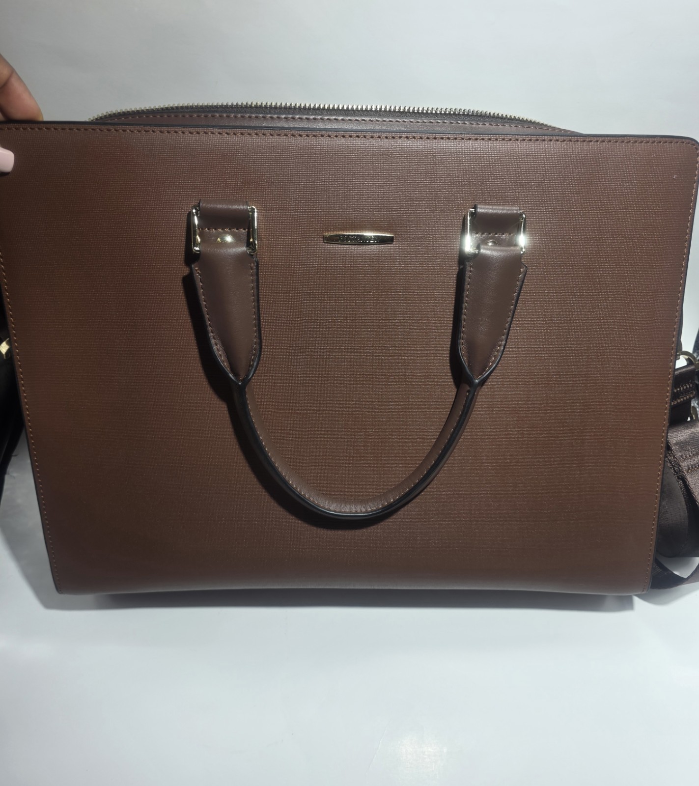 Bostanten Leather Laptop Briefcase Brown Business Bag Mens Womens Shoulder Strap