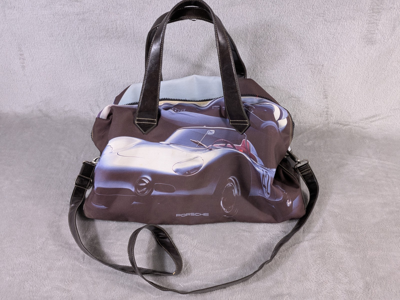 Custom Made Porsche 550 Spyder Graphic Duffel Bag Weekender Caution