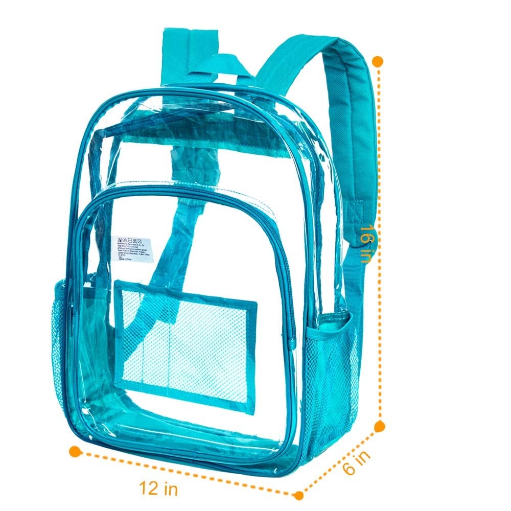 Clear Backpack 0.5mm Heavy Duty PVC – Stadium Approved Transparent Bookbag