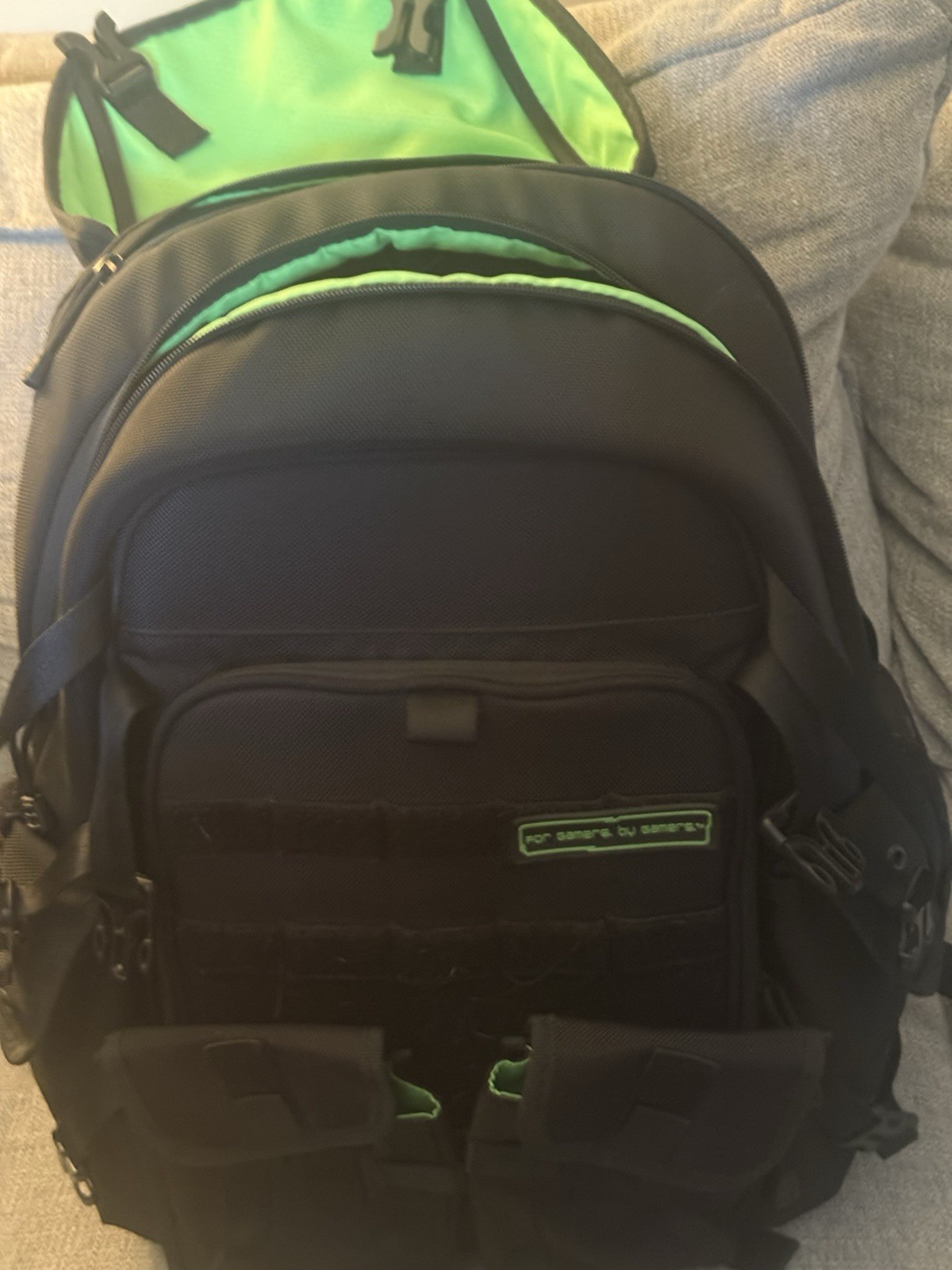 Razer Black/Green Backpack Large Zip & Buckle Padded Adjustable Strap