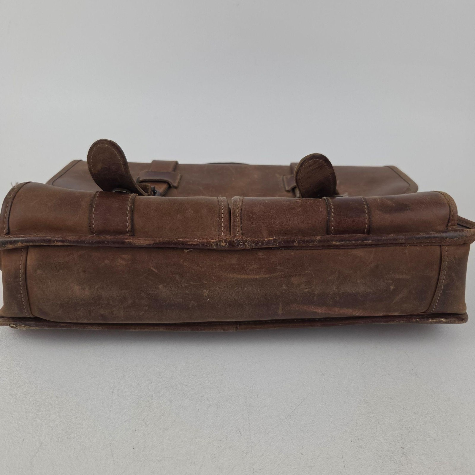 Schlesinger Leather Briefcase Bag Mens Large Brown Full Grain Organizer Business