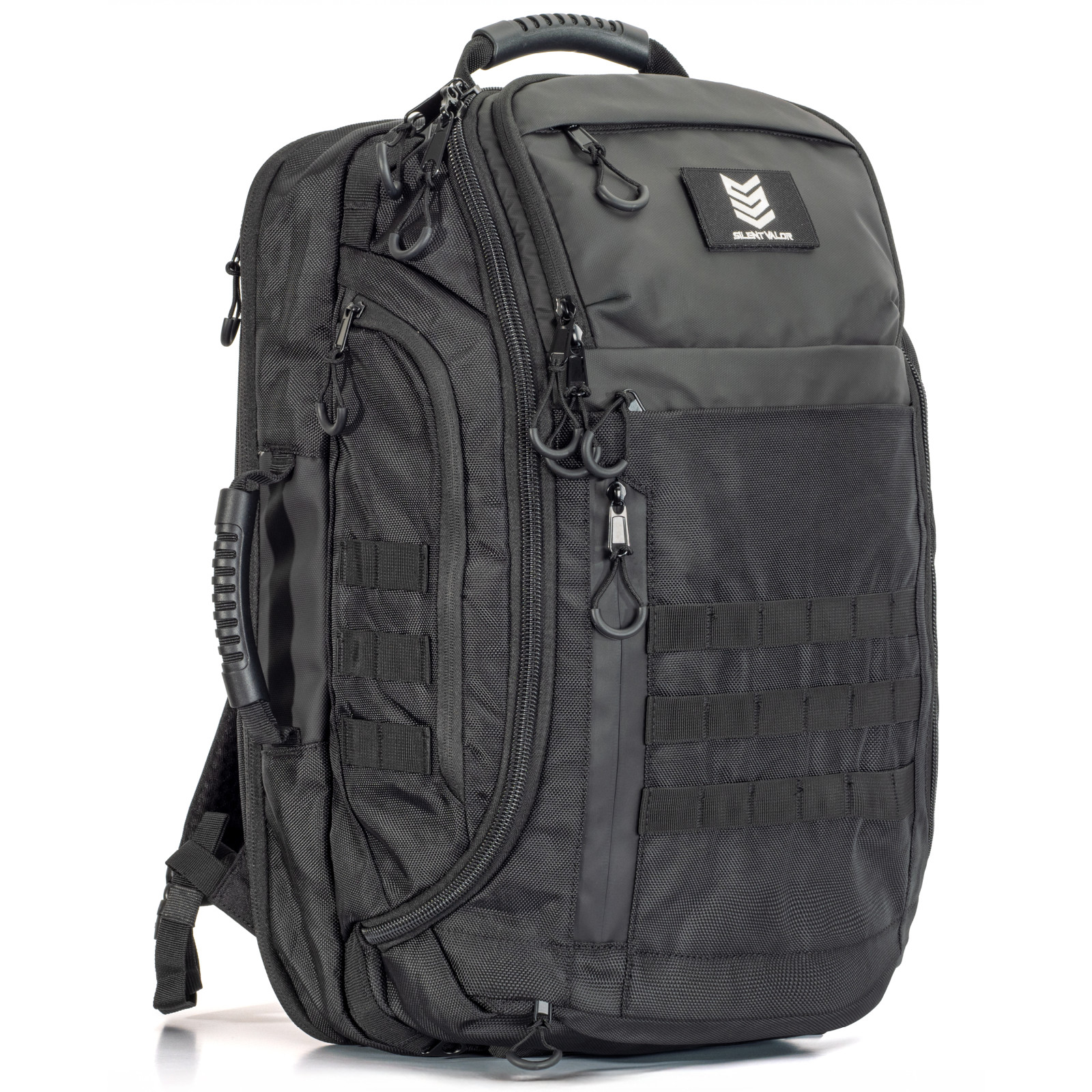 Silent Valor CARGO 48L 3-Day Travel Backpack, Dual 17 Inch Device Bays, Black