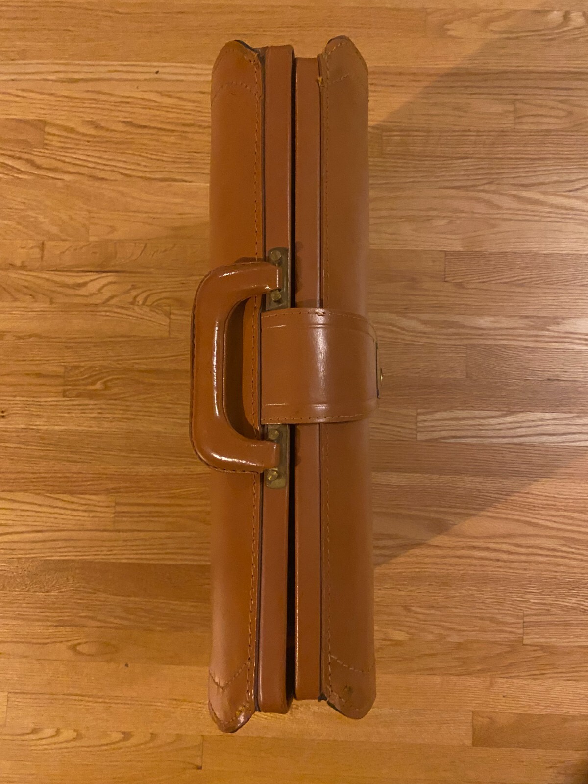 Vintage Dopp Pull Open Breifcase Tan Top Grain Cowhide Leather 3B9216 18″ Retro