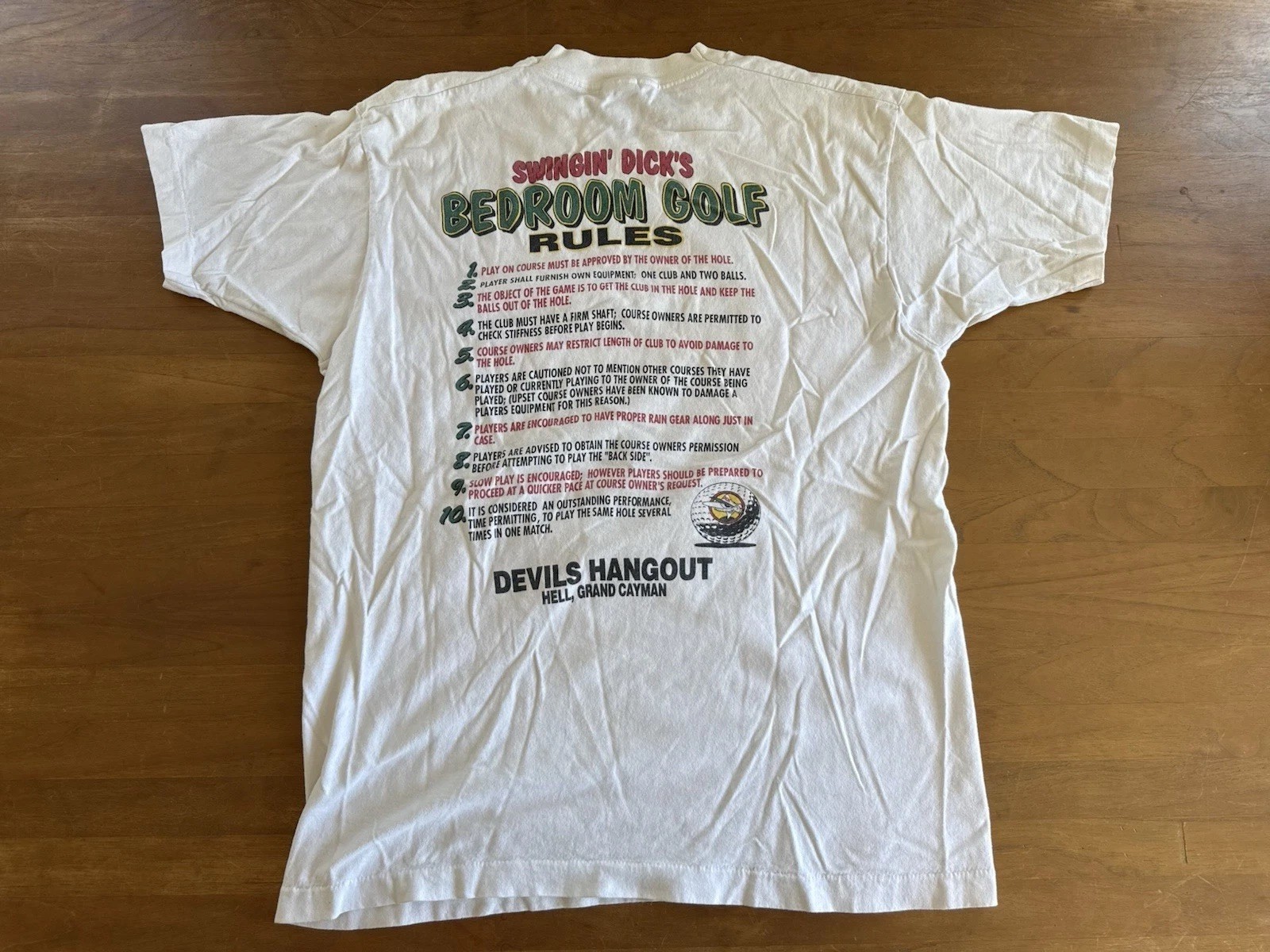 Swingin Dicks Bedroom Golf Rules Parody Single Stitch Vintage 90S T-Shirt Large