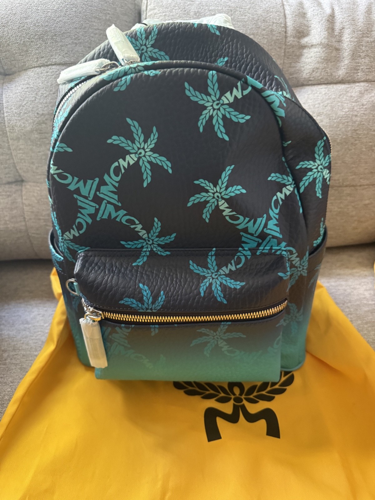 NEW MCM Stark Backpack Mini Blue Gradient Visetos Leather Backpack NWT Dust Bag
