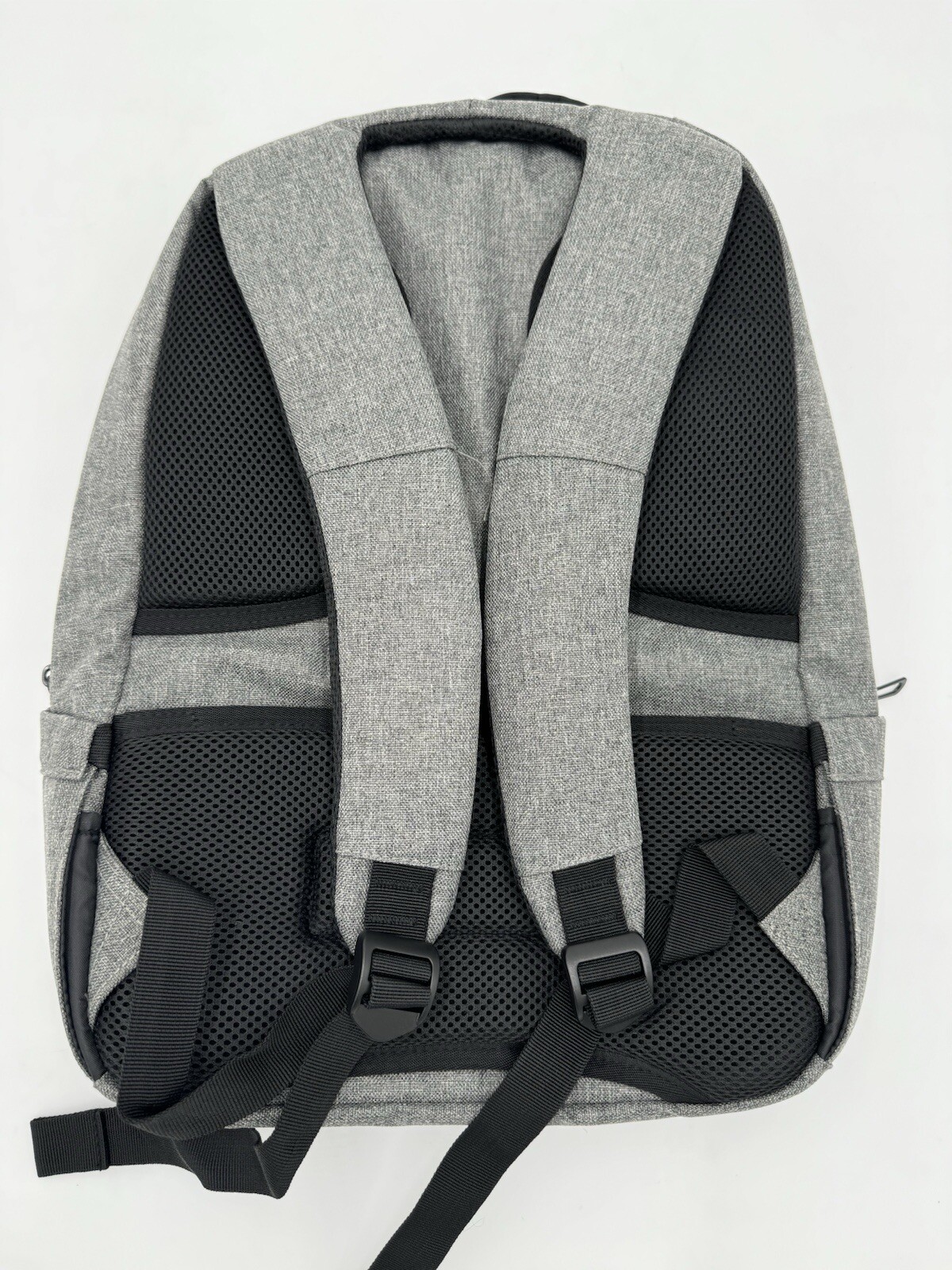 Grey Laptop Travel Work School Backpack Padded Zipper Close Adjustable Strap