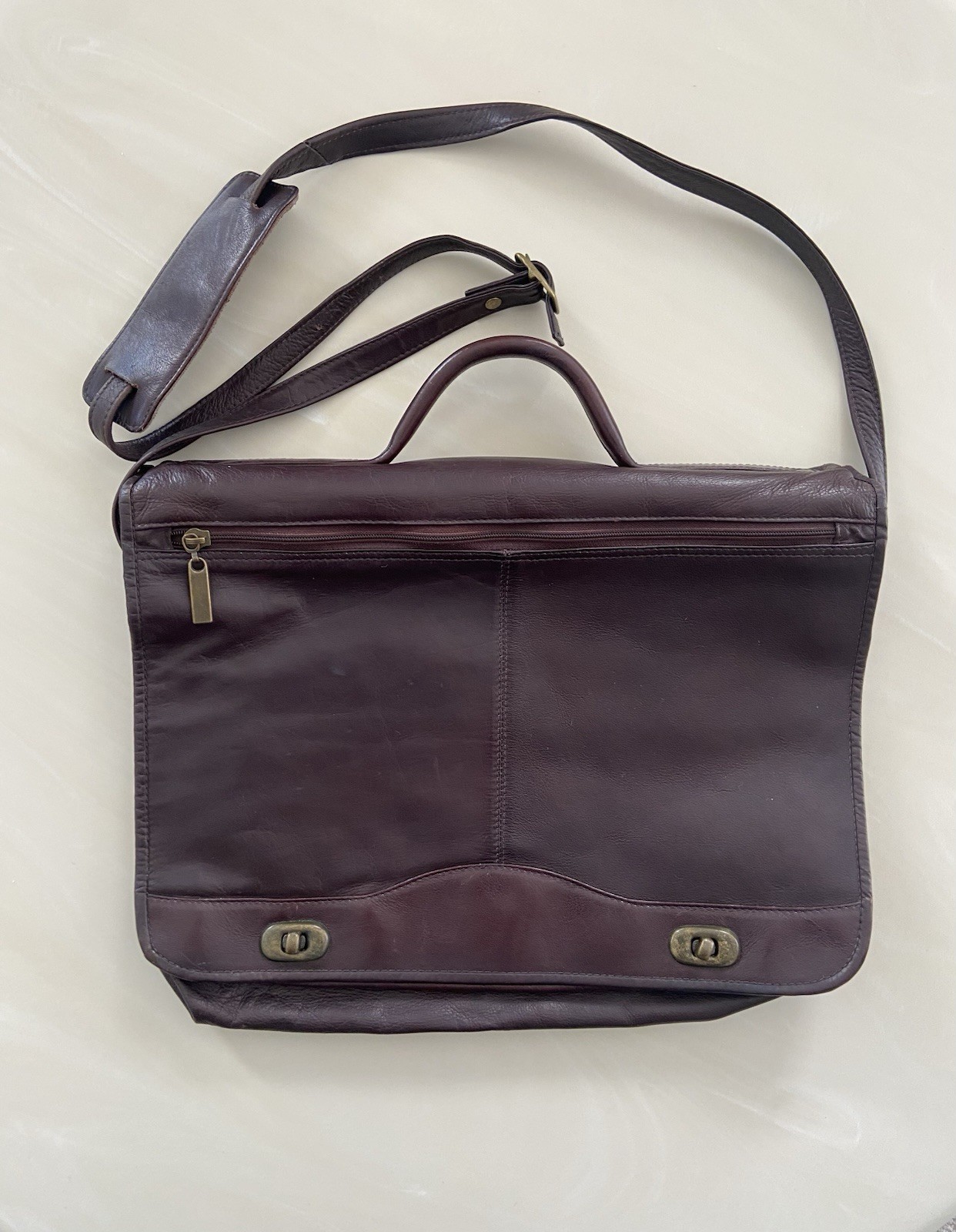 Le Donne Colombian Leather Flap Shoulder Bag Business Travel Briefcase Lap Top