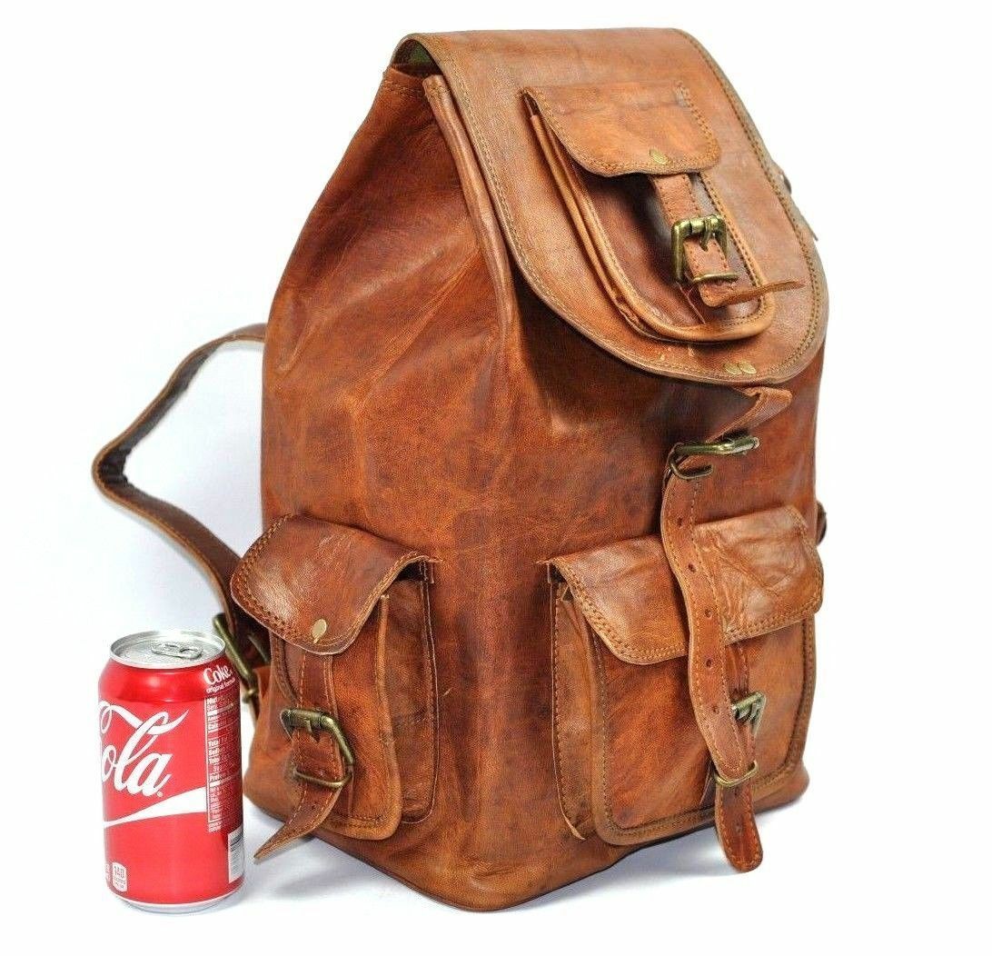 Unisex Genuine Leather Laptop Backpack Vintage School Travel Rucksack Satchel