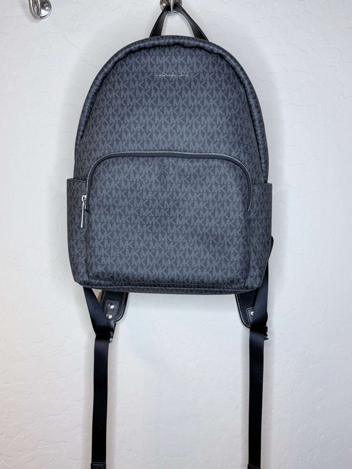 Michael Kors Mens Signature Logo Black Backpack Sporty Luxury Work School Bag 🎒