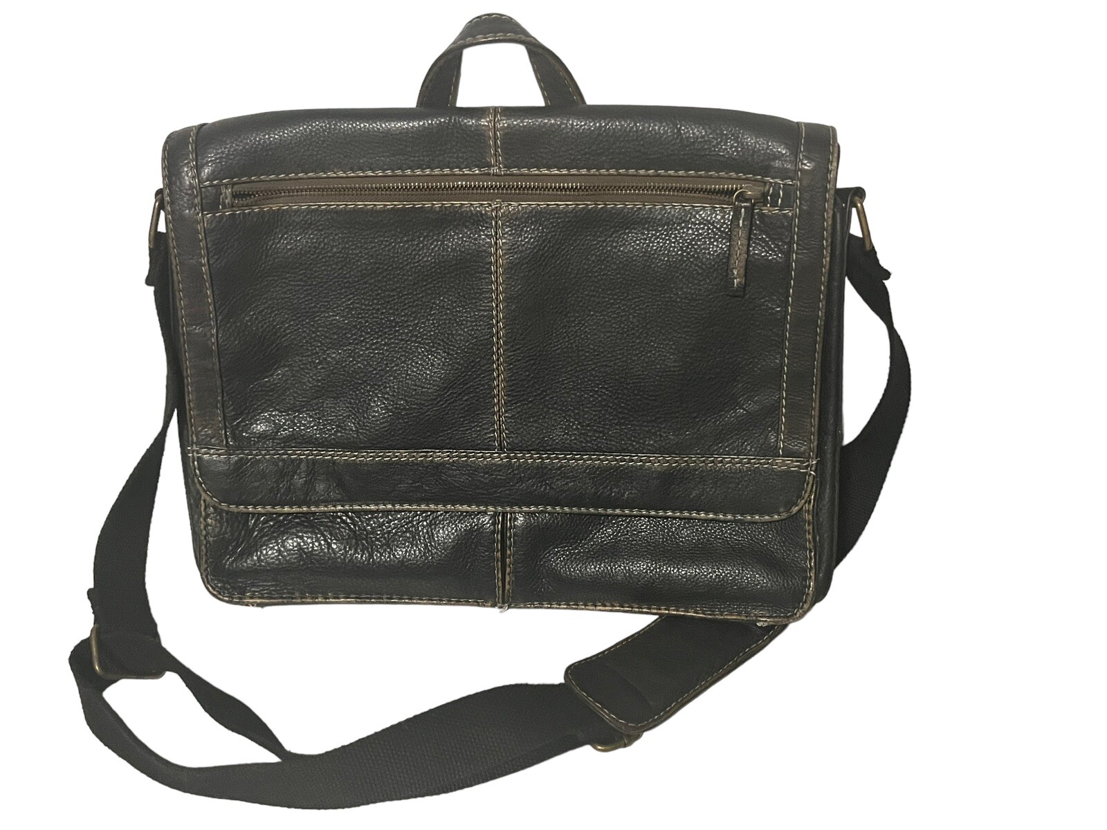 Black Rivet Distressed Brown Leather Laptop Shoulder Messenger Bag Briefcase