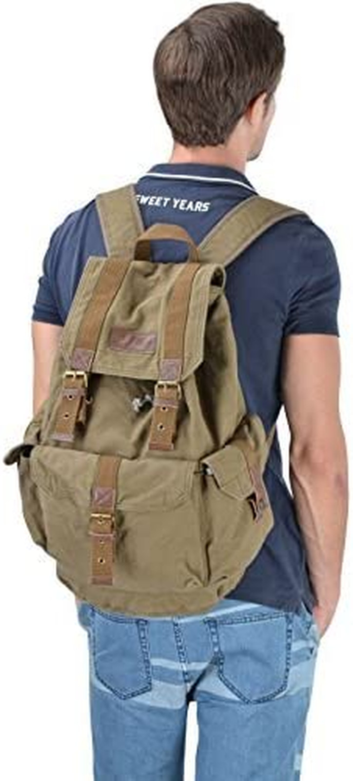 21101AMG Specially High Density Thick Canvas Backpack Rucksack, Field Tan, Large
