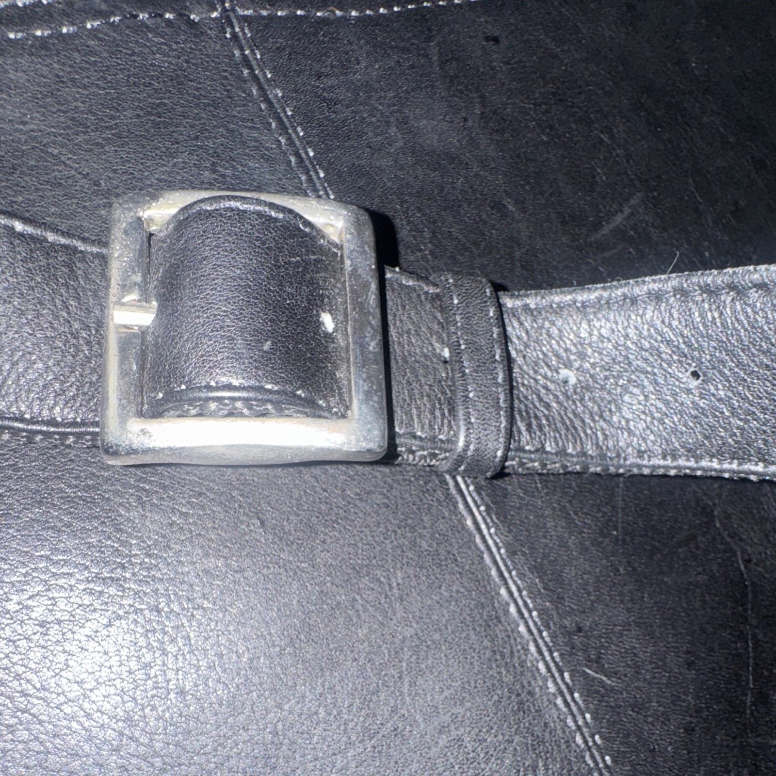 Black Colombian Leather Messenger Bag Buckle Flap Zip Closure Adjustable Strap