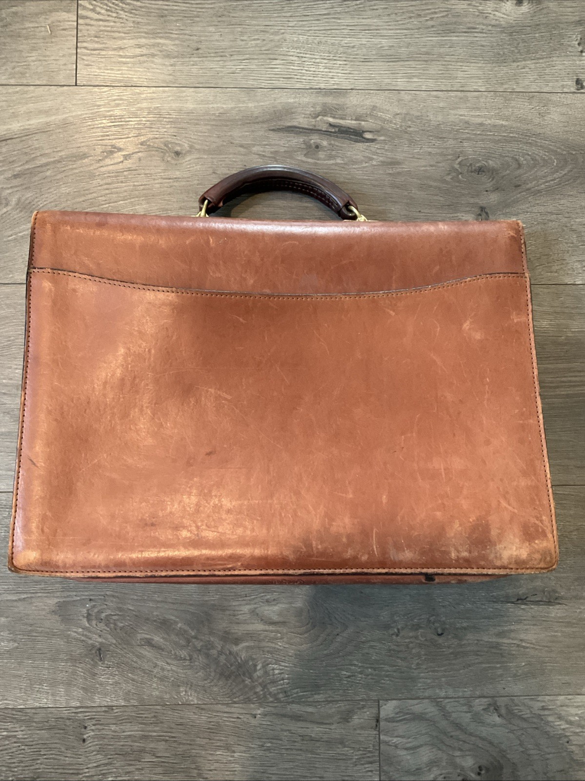 Schlesinger Brown Leather Briefcase With Combination Lock Vintage
