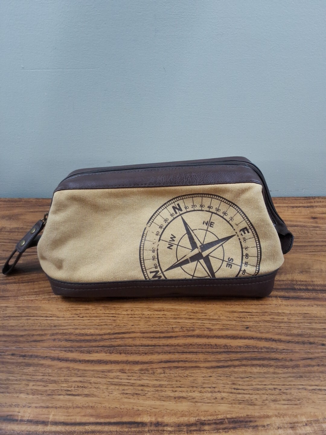 RELIC Mens Toiletrie Bag Faux Leather Canvas Travel Shaving Kit Case