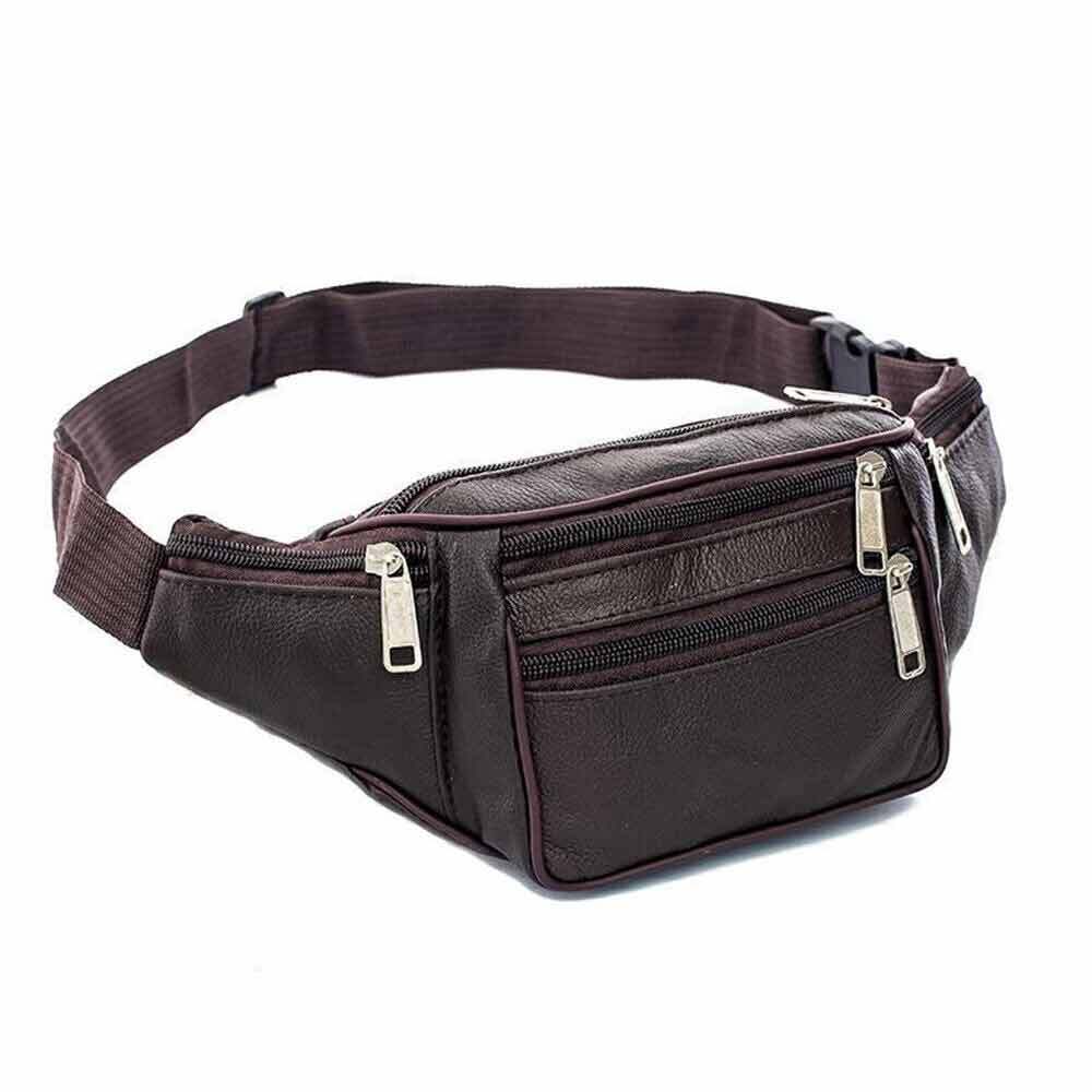 Bum Bag Leather Fanny Pack Unisex  Money Pouch Sports Travel Waist Belt Wallet