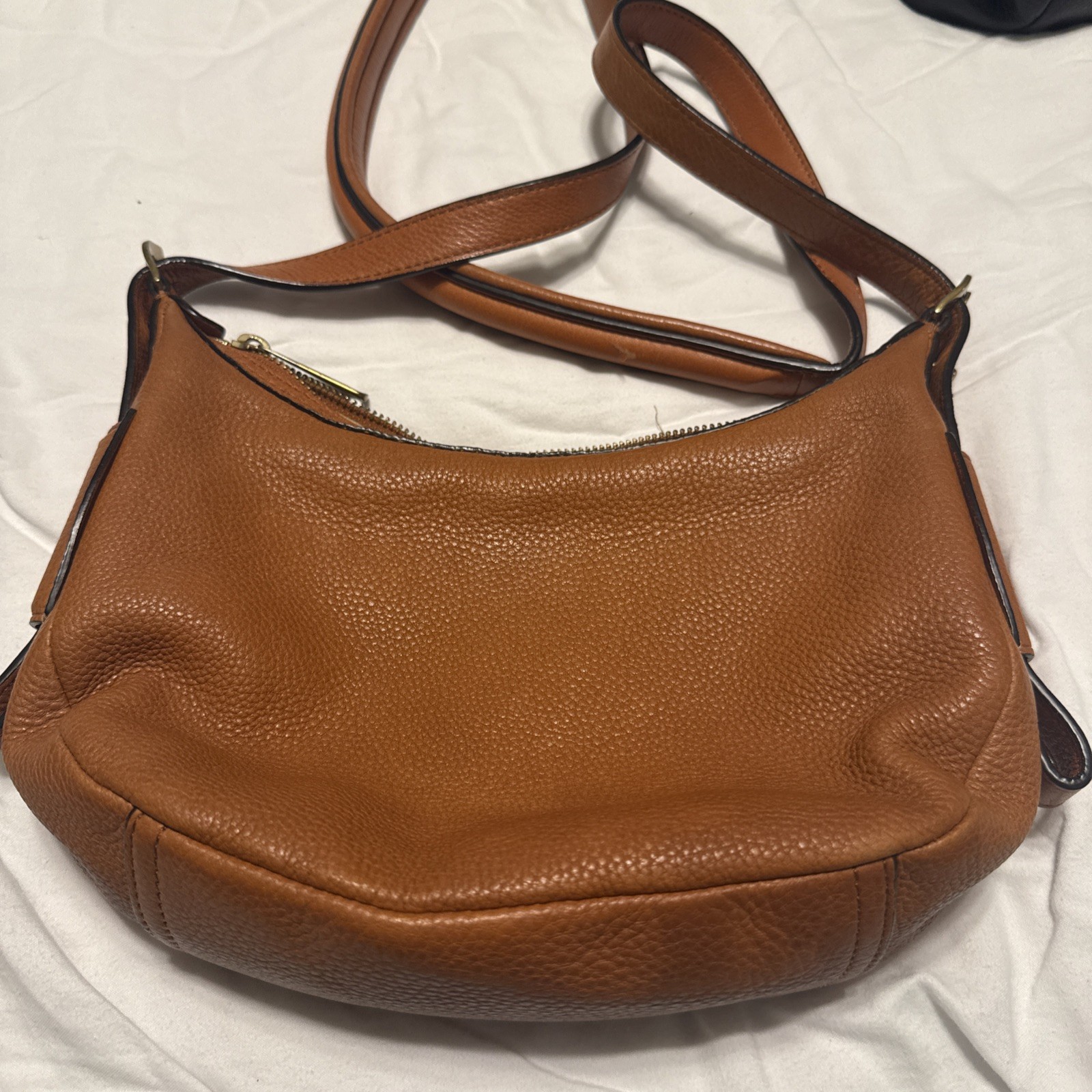Lauren Ralph Lauren Leather Crossbody Shoulder Bag Hobo Camel Brown RL0526373