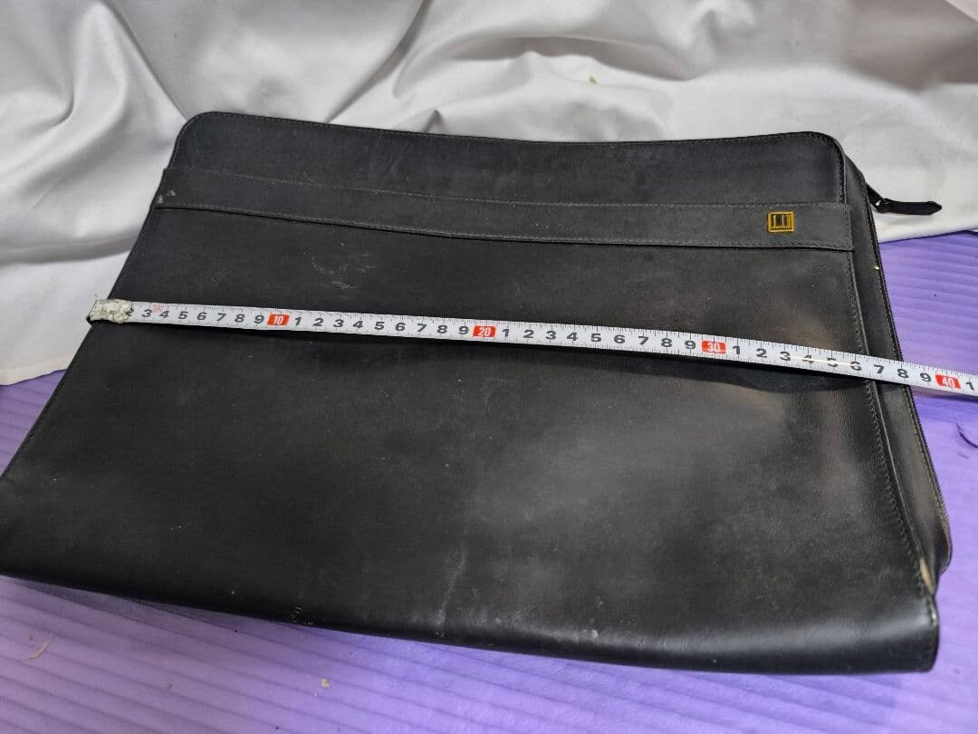 Dunhill Black Leather Briefcase Slim Document Bag Men Business Work 38cm