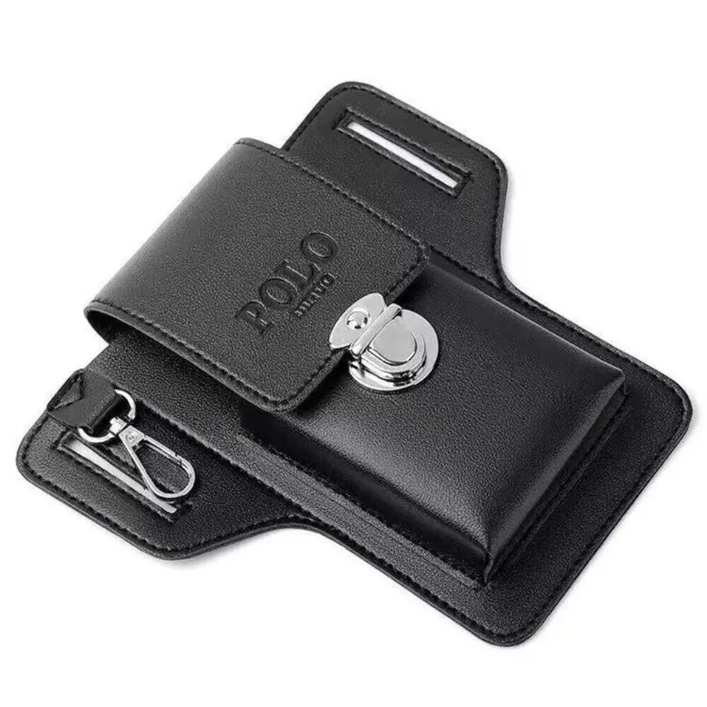 PU Men’s Belt Leather Case Solid color Card Bag Travel Casual Phone Bags
