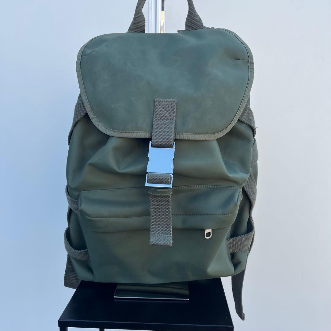 A.P.C. Men Rucksack A4 Acceptable Nylon Green Belt Drawstring Unisex Limited Edi