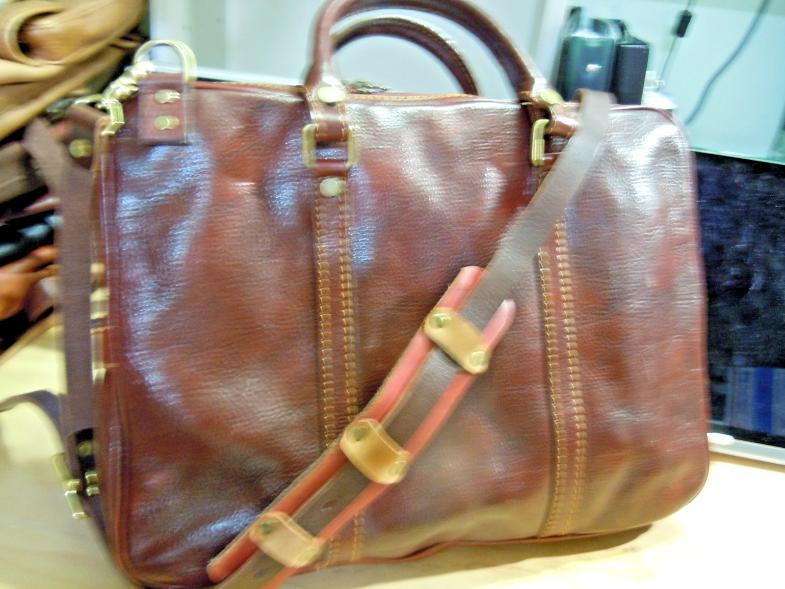 Auth BOSCA Old Leather’ STRINGER U2 BAG Messenger/Briefcase