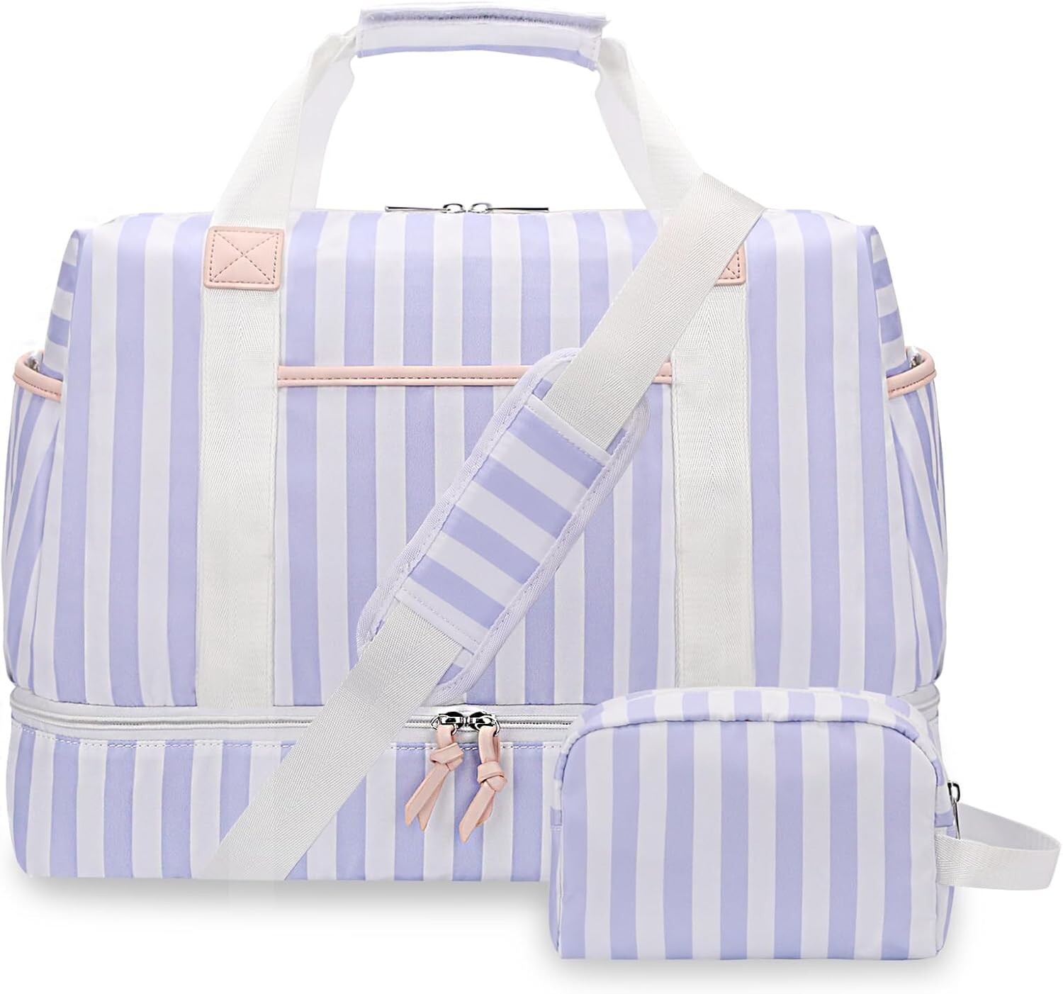 Large Travel Duffle Bag with Shoe Compartment & Wet Pocket 2Pcs Set