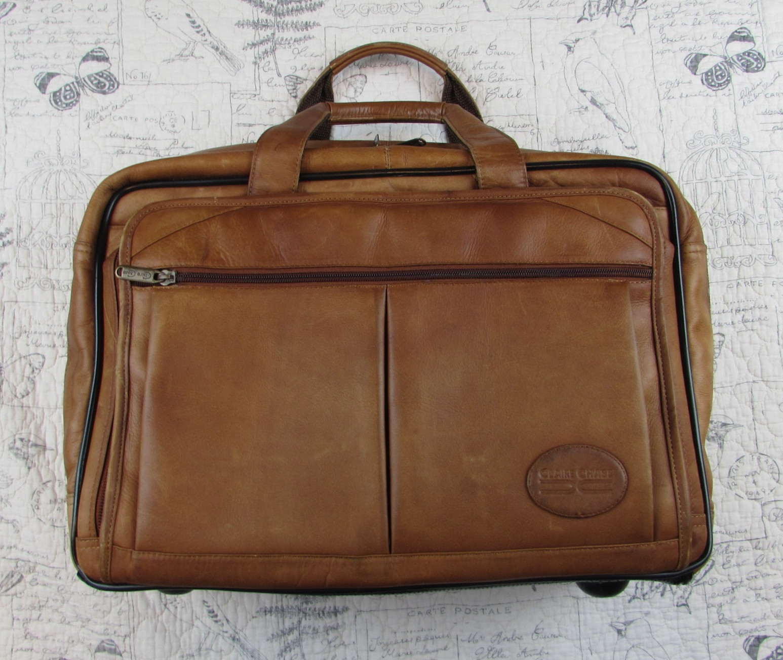 Claire Chase Executive rolling laptop bag Top Grain Cowhide leather airlines