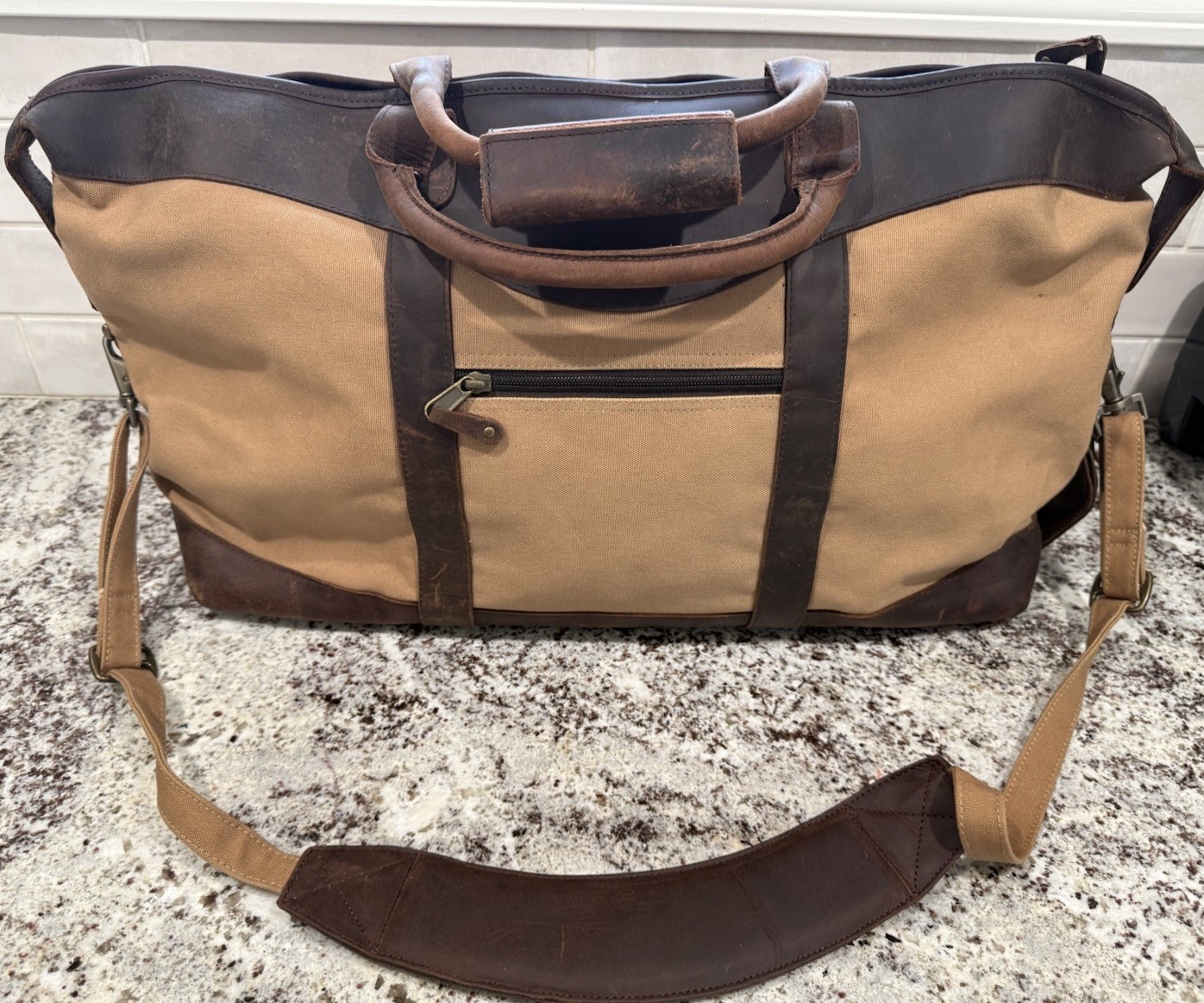 Canyon Outback Brown Leather & Canvas Travel Duffle Bag