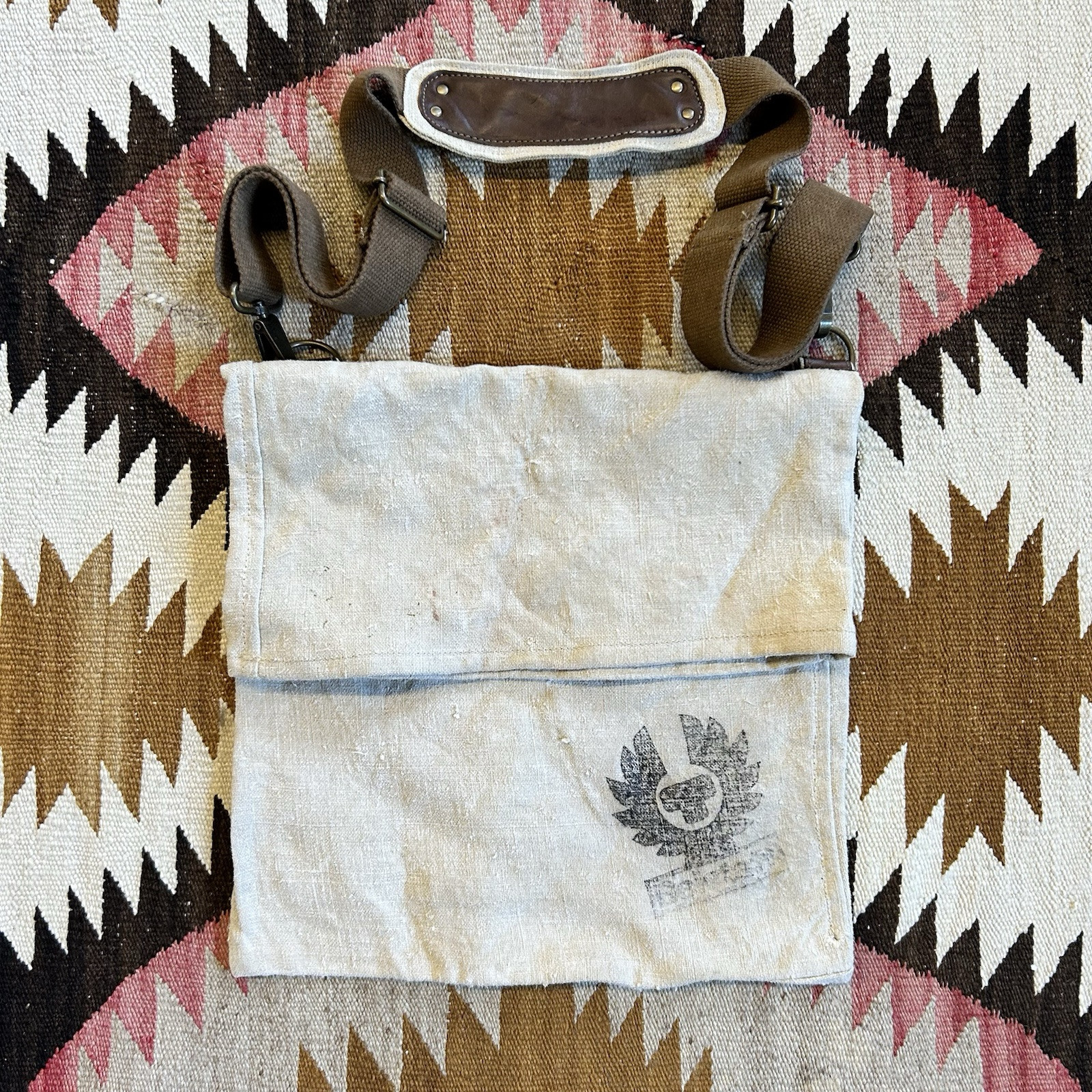 Belstaff Washed Hemp And Leather Messenger Bag – Small