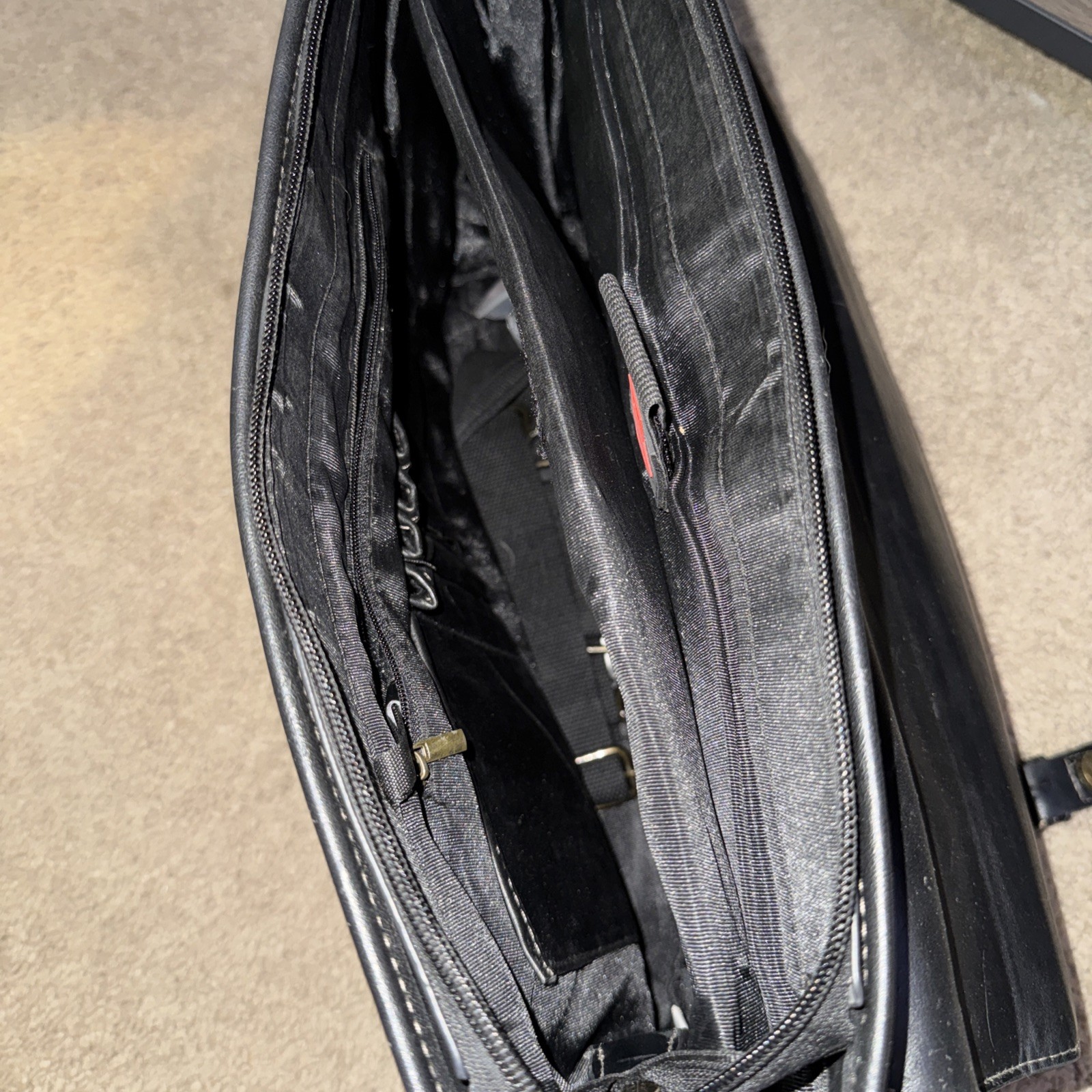 Generic Black Leather Briefcase Laptop Bag Messenger