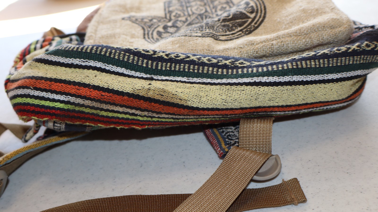 Himalayan Hemp Multicolor Handmade Backpack 16″H X 13″ Boho Hippy