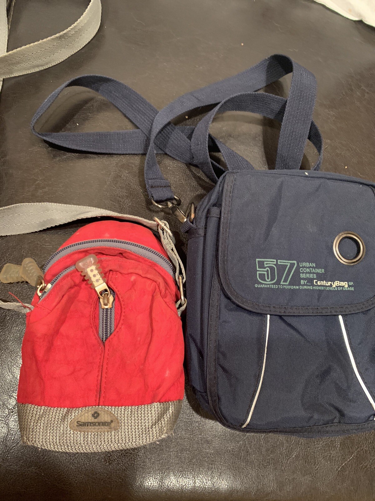 Samsonite 2 Lot Small Bags Red/blue Travel Passport Security Camera Bags EUC