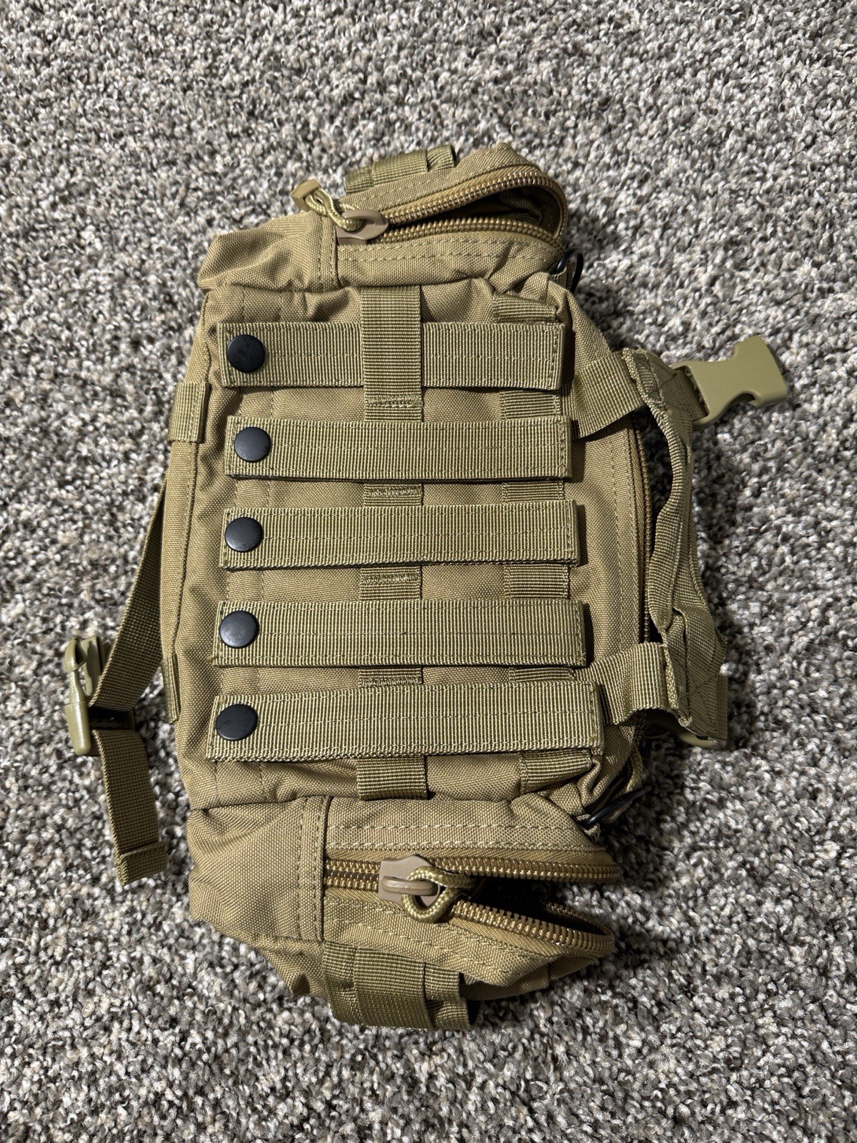 Coyote brown Molle multi pocket zip up nylon small sized tactical bag