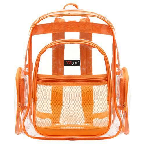 Clear Backpack Transparent See Thru School Security Heavy Duty Bookbag, Orange