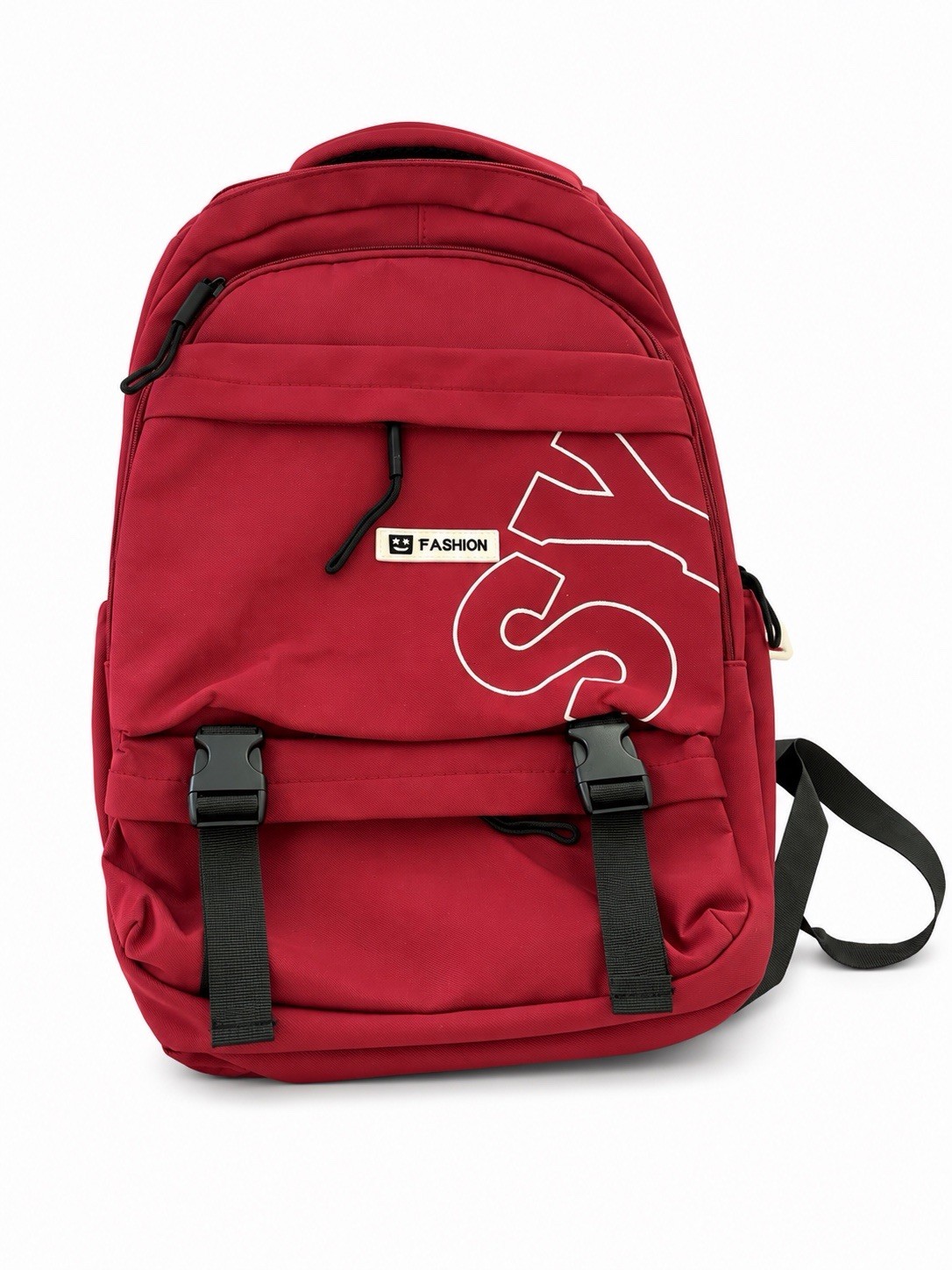 Men’s Red Backpack w/ Zip & Buckle Closure, WateAdjustable Straps