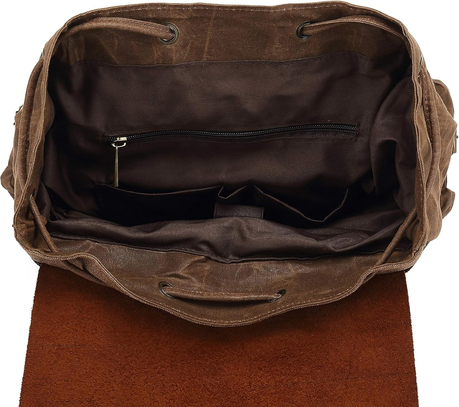 Genuine Leather Canvas Waxed Backpack Travel Rucksack Laptop Bag
