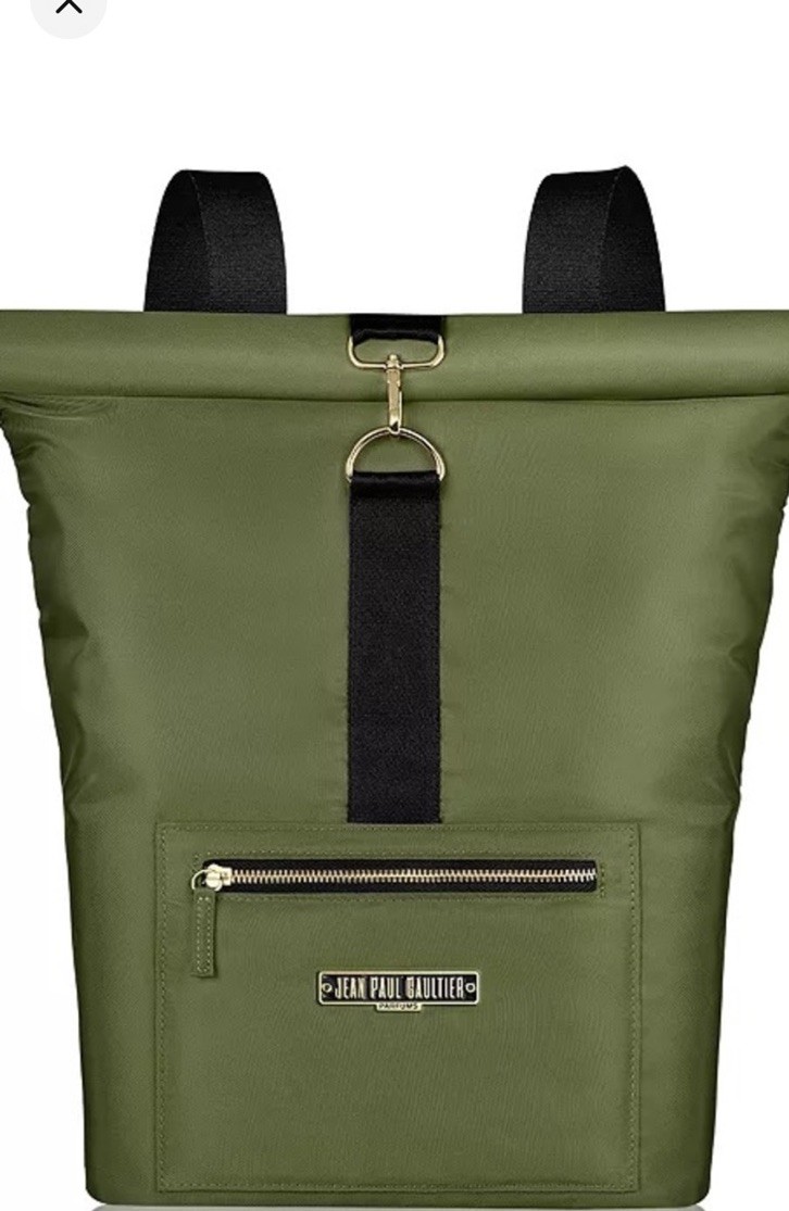 Jean Paul Gaultier Solid Green/Black Backpack Zip Closure Outer Pockets Travel