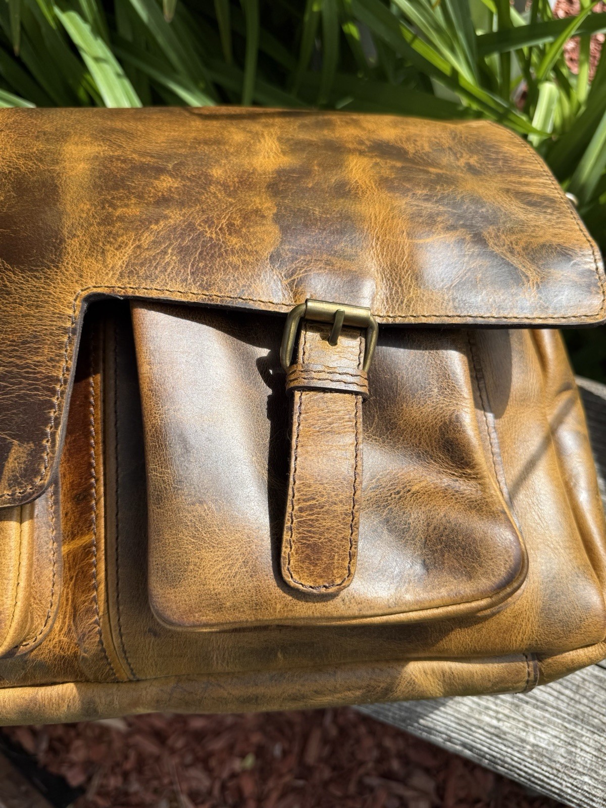 Buffalo Distressed Rustic Leather Large Messenger Bag Laptop Shoulder Bag