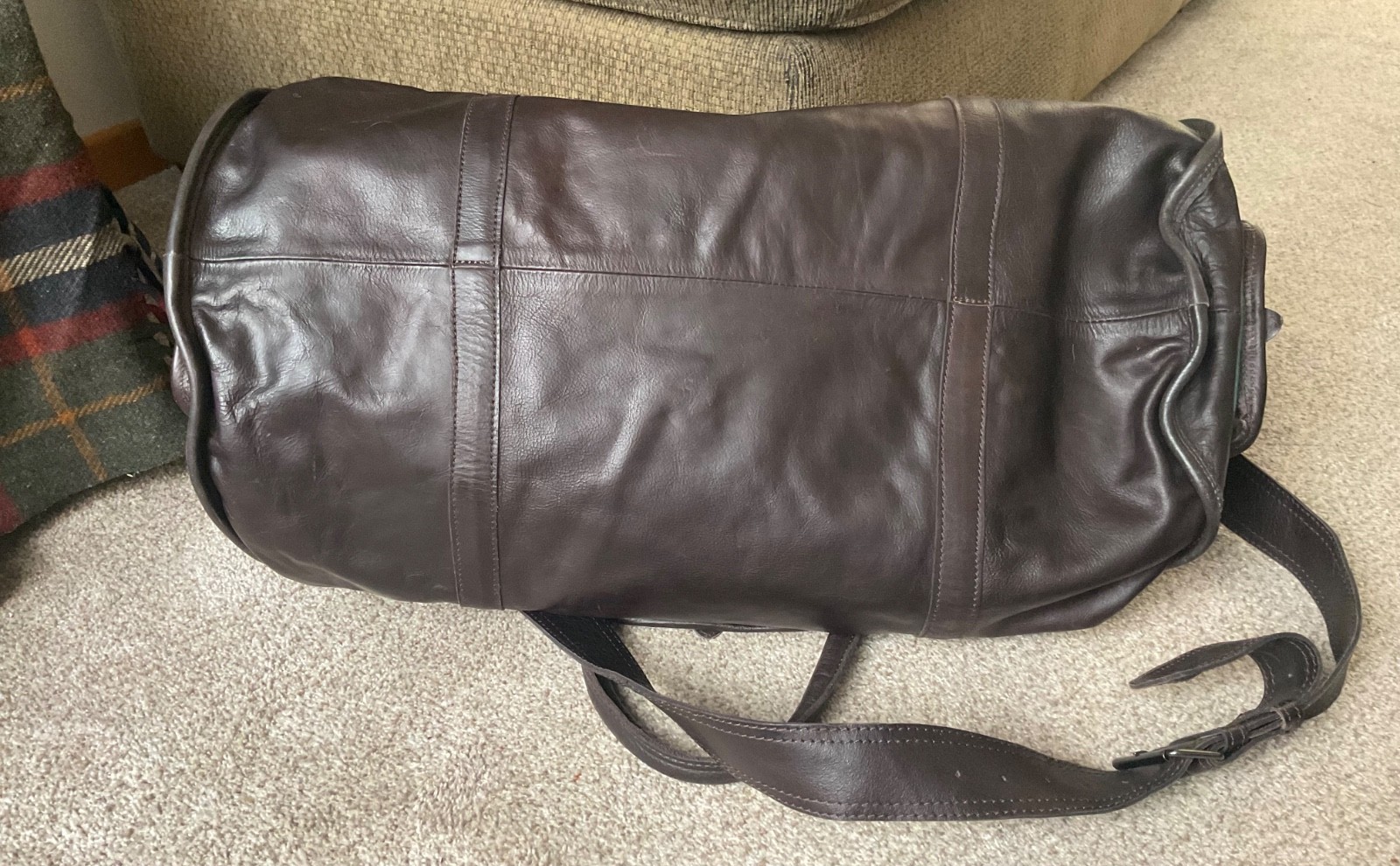Nice Paul Marius Maroquinerie Leather Duffle Bag Travel Luggage Dark Brown