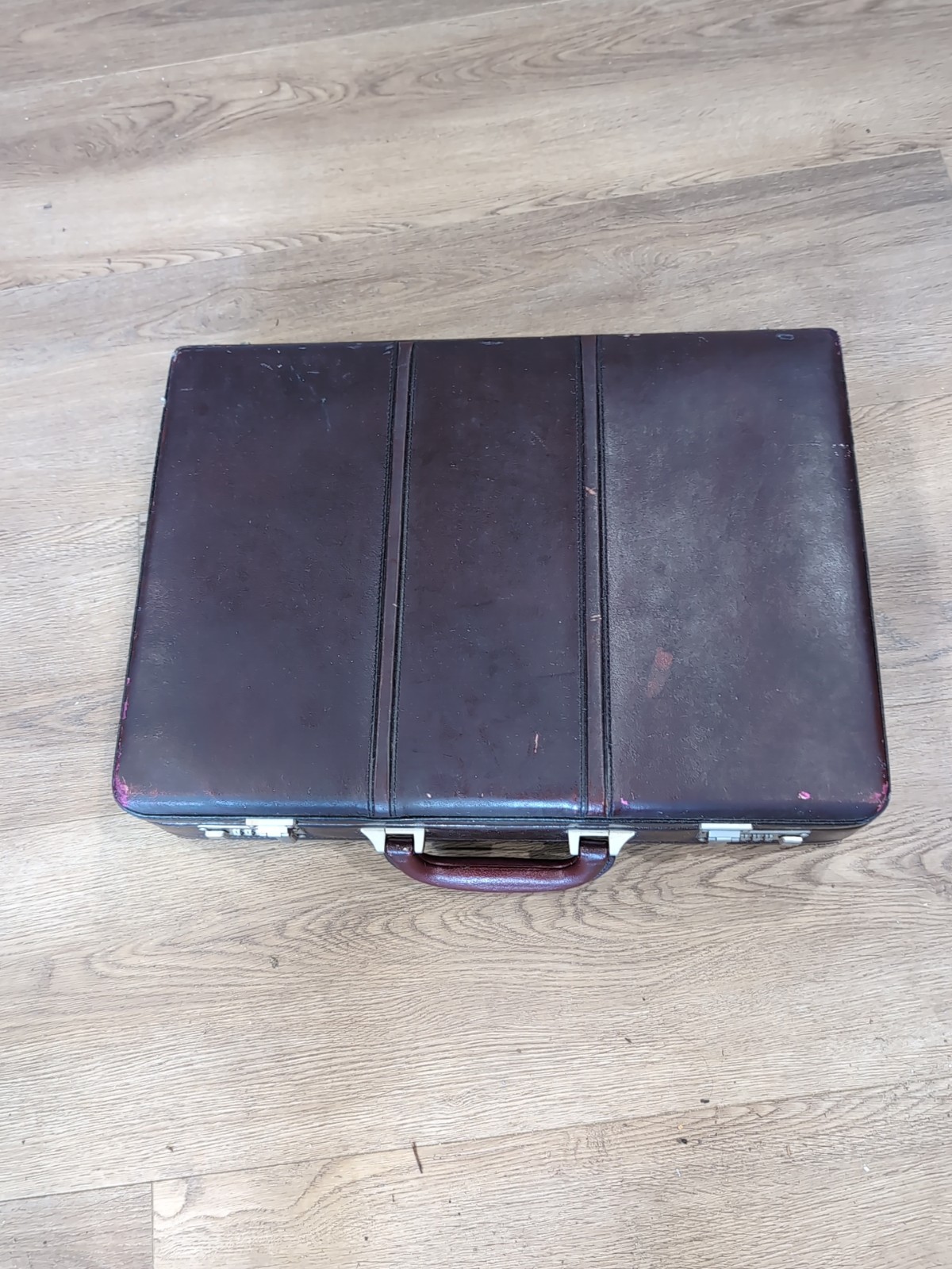 Top Grain Leather Combination Lock Briefcase- Burgundy