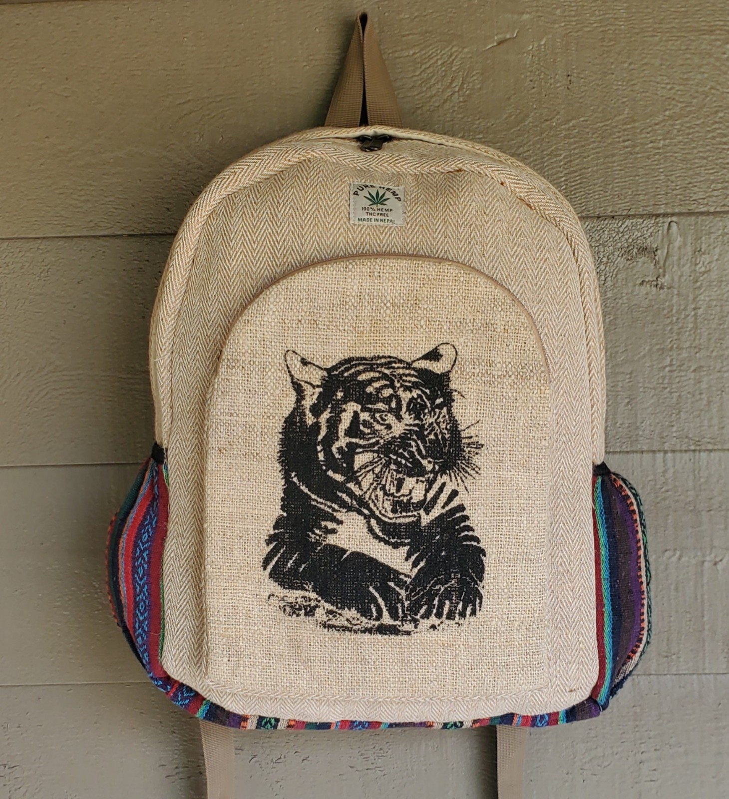 Large Embroidery Pure Hemp Backpack