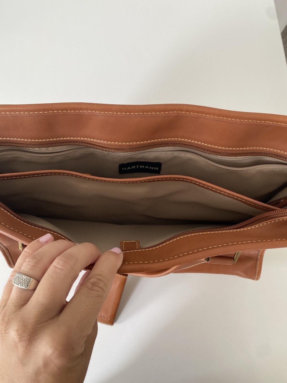 Hartmann Cognac Leather Softshell Briefcase