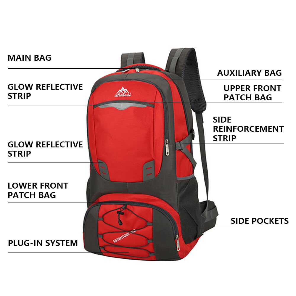60L Camping Backpack Large Lightweight Travel Hiking Climbing Trekking Sport Bag