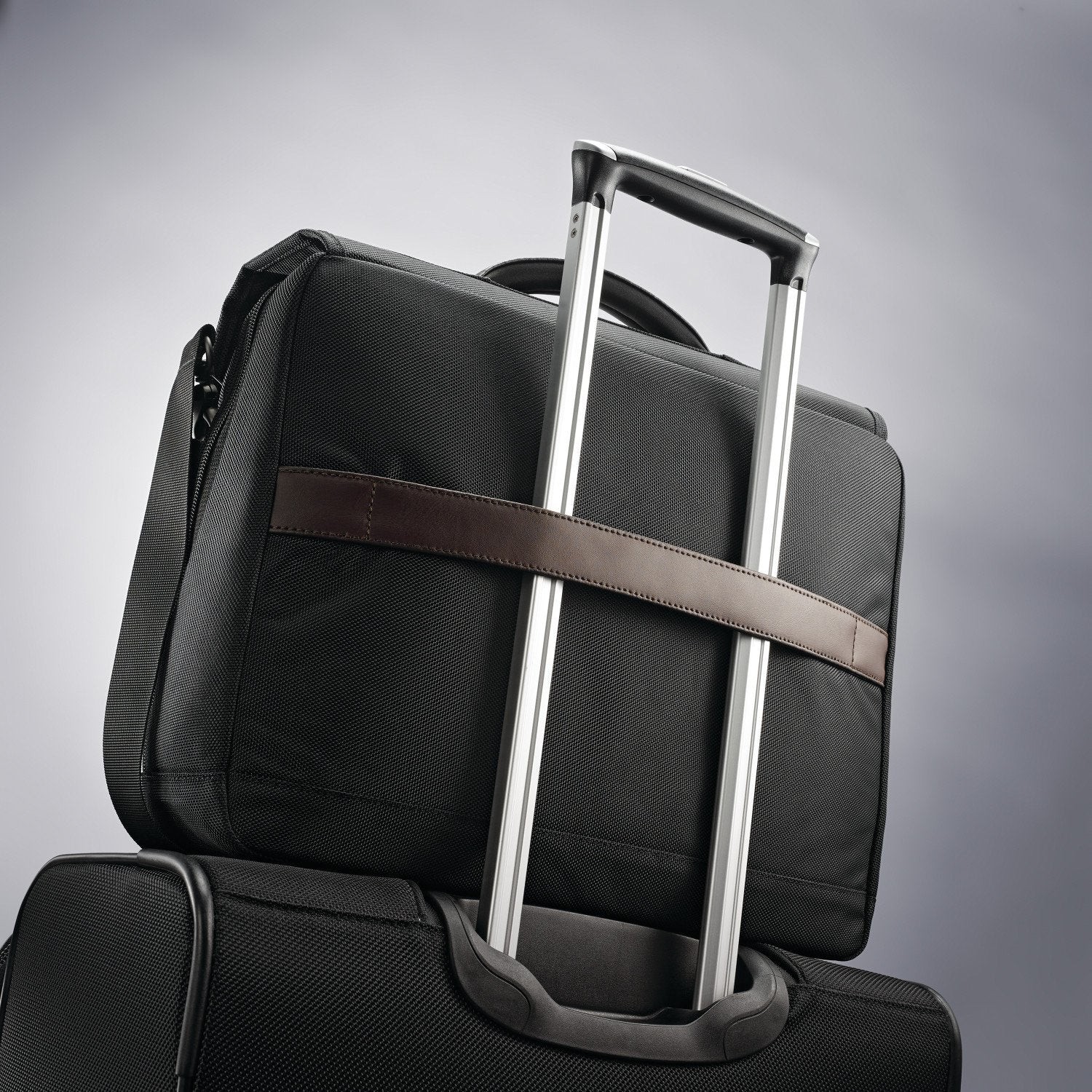 Samsonite Kombi Flapover Briefcase ( Black/Brown ) Black/Brown U2