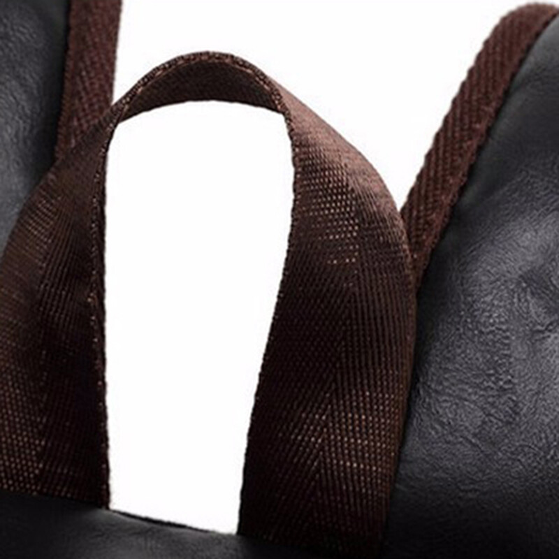 Leather Backpack for Men Zipper Closure Double Adjustable Straps Side Pocket Bag