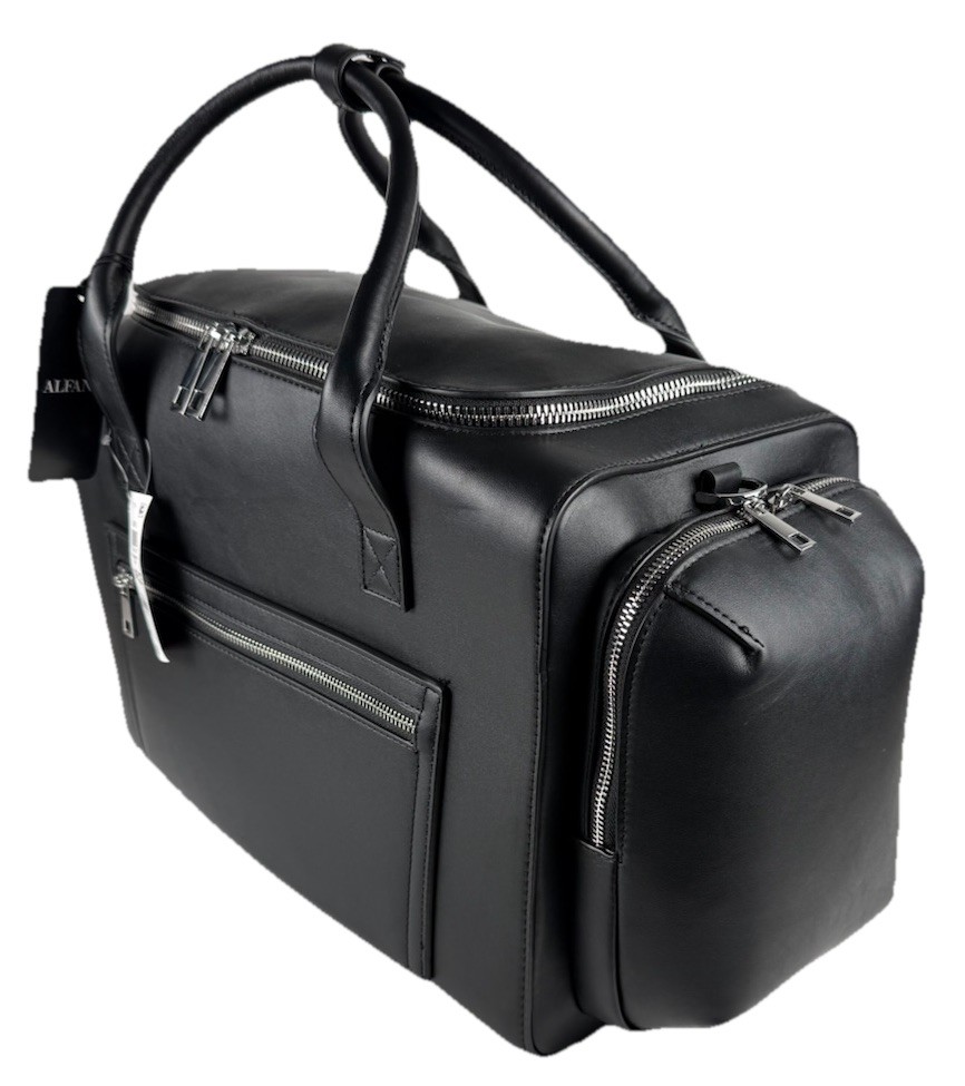 Alfani Black Polyurethane Duffle Weekender Travel Bag NWT One Size