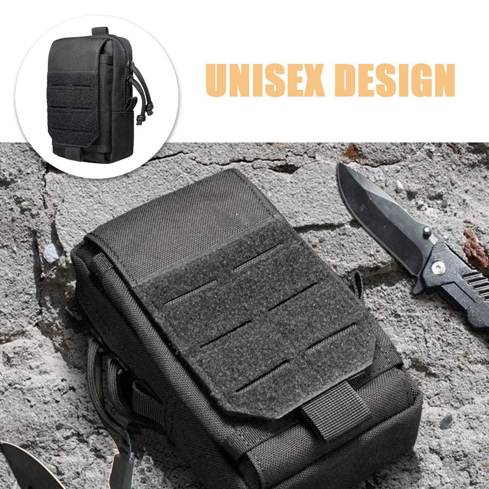 1 Pack Reusable Black Outdoor Utility Pack Pouch Fashionable Unisex Waist Bag