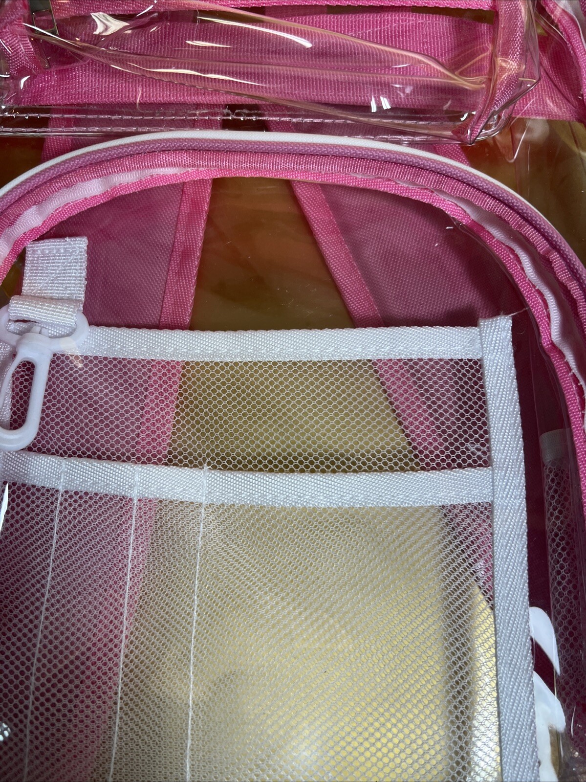 School bag Solid Color Clear Backpack Heavy Duty PVC Transparent Stylish Pink