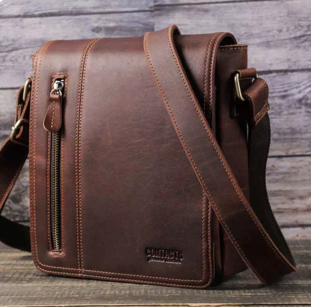NEW Buffalo Men’s Horse Leather Satchel Bag Messenger Crossbody IPad