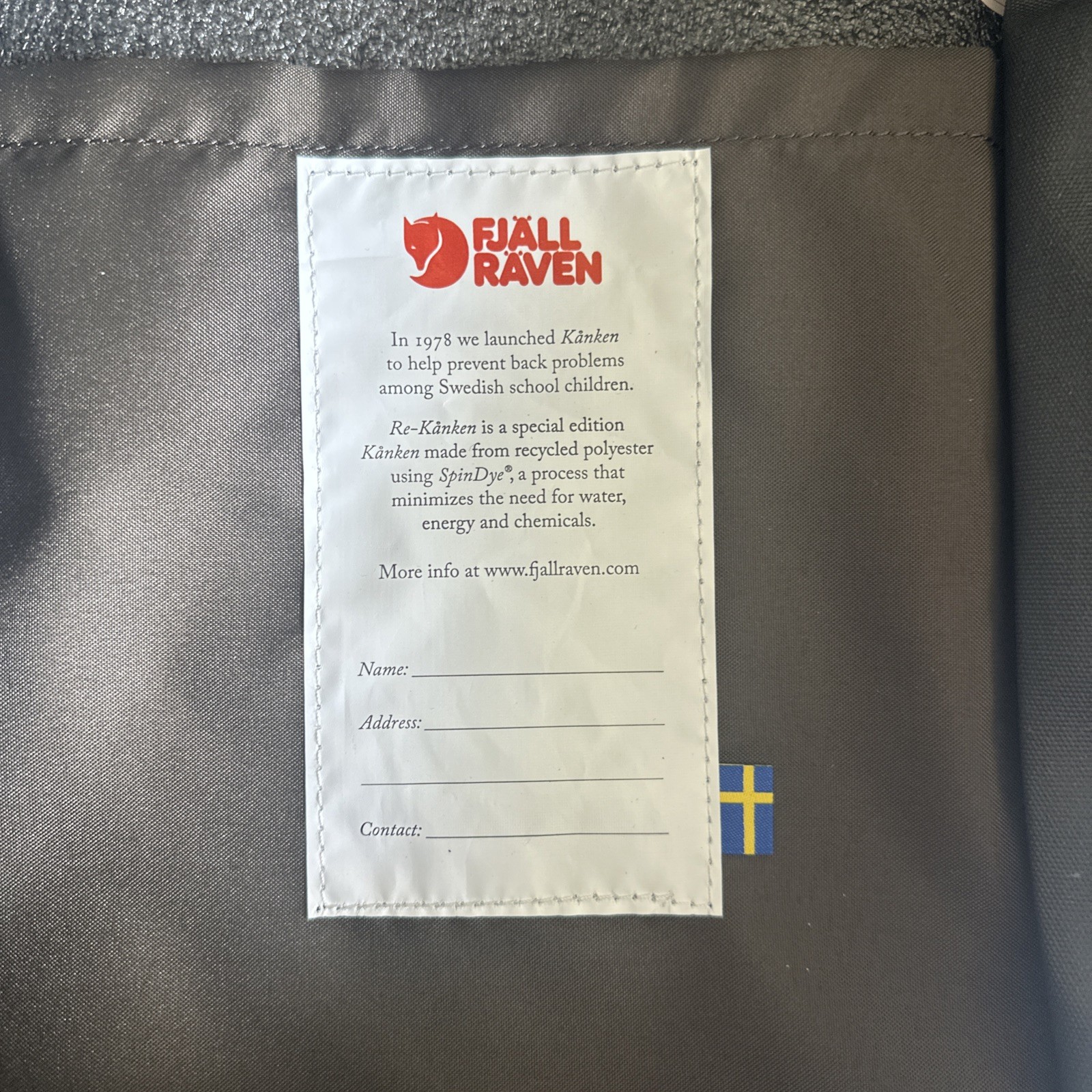 Fjallraven Re-Kanken Gray Backpack NWT